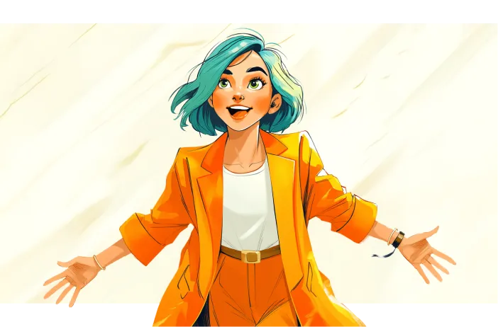 Personnage Hodemy avance enthousiaste, les bras grand ouvert