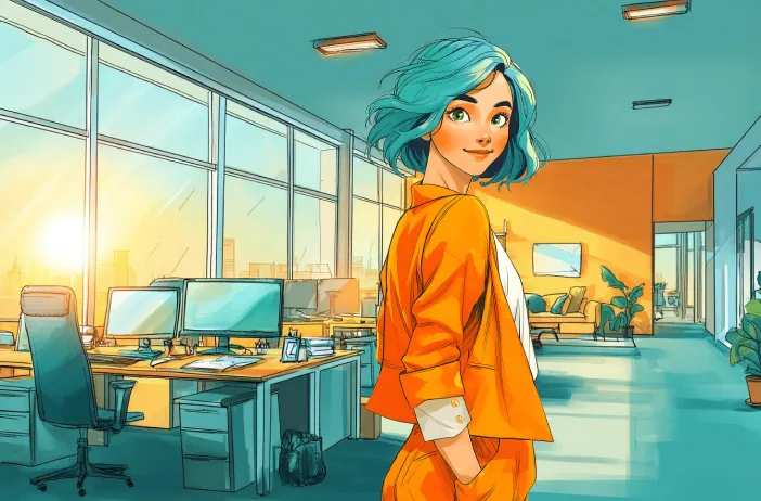 Illustration, personnage Hodemy dans une entreprise
